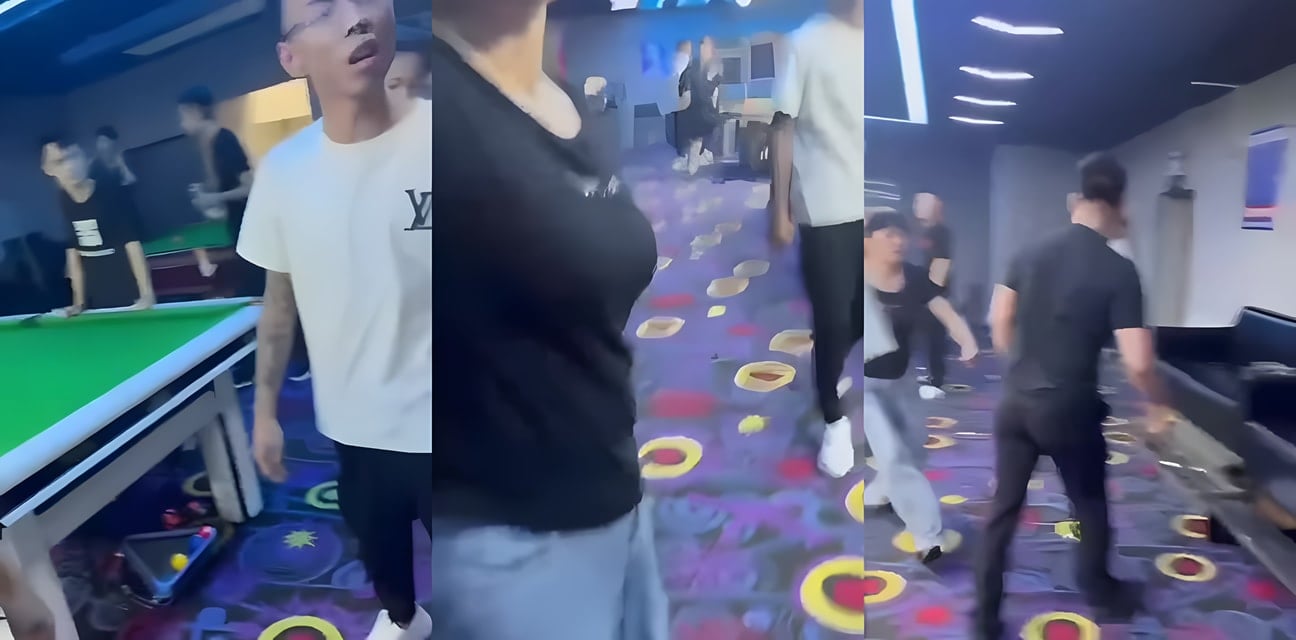 台球厅惊爆干架大瓜！性感辣妹球杆互殴 衣衫撕裂春光乍泄 现场狂野群P升级