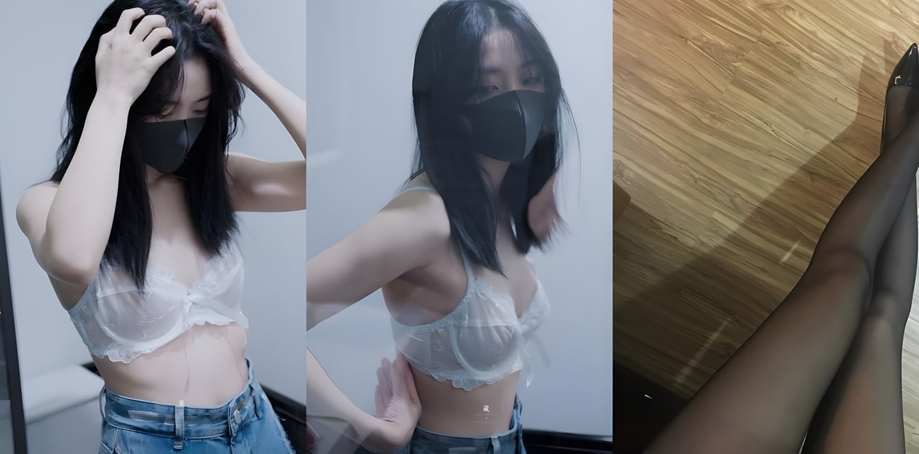 口罩嫩模黑丝美腿私拍曝光！透视蕾丝内衣勾引路人就地开干