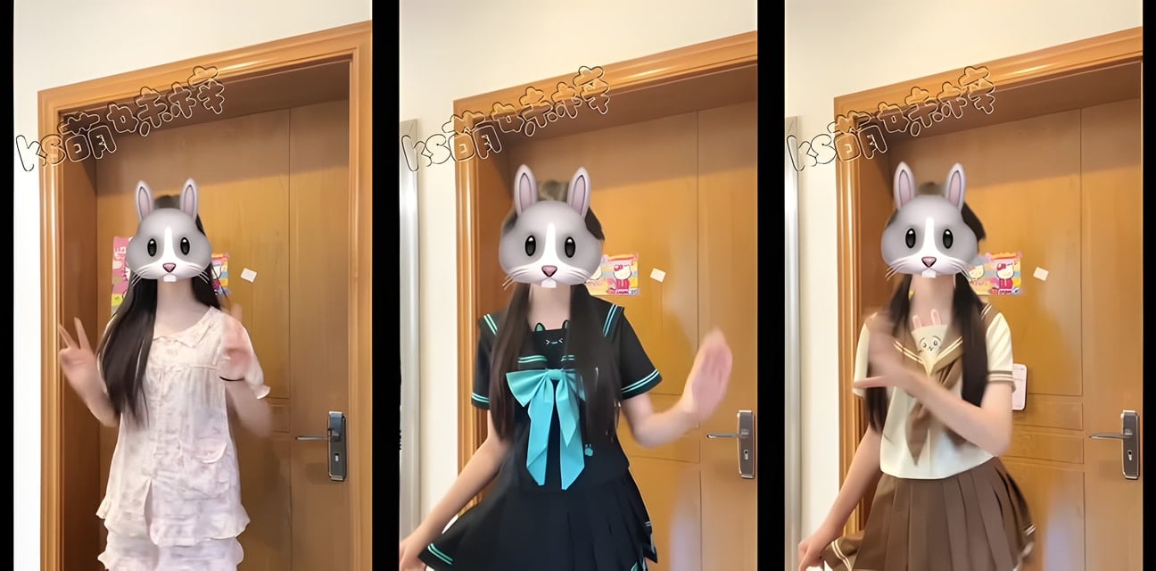 抖音網紅精神小妹全裸校服熱舞曝光！超短牛仔白絲黑絲勁爆搖