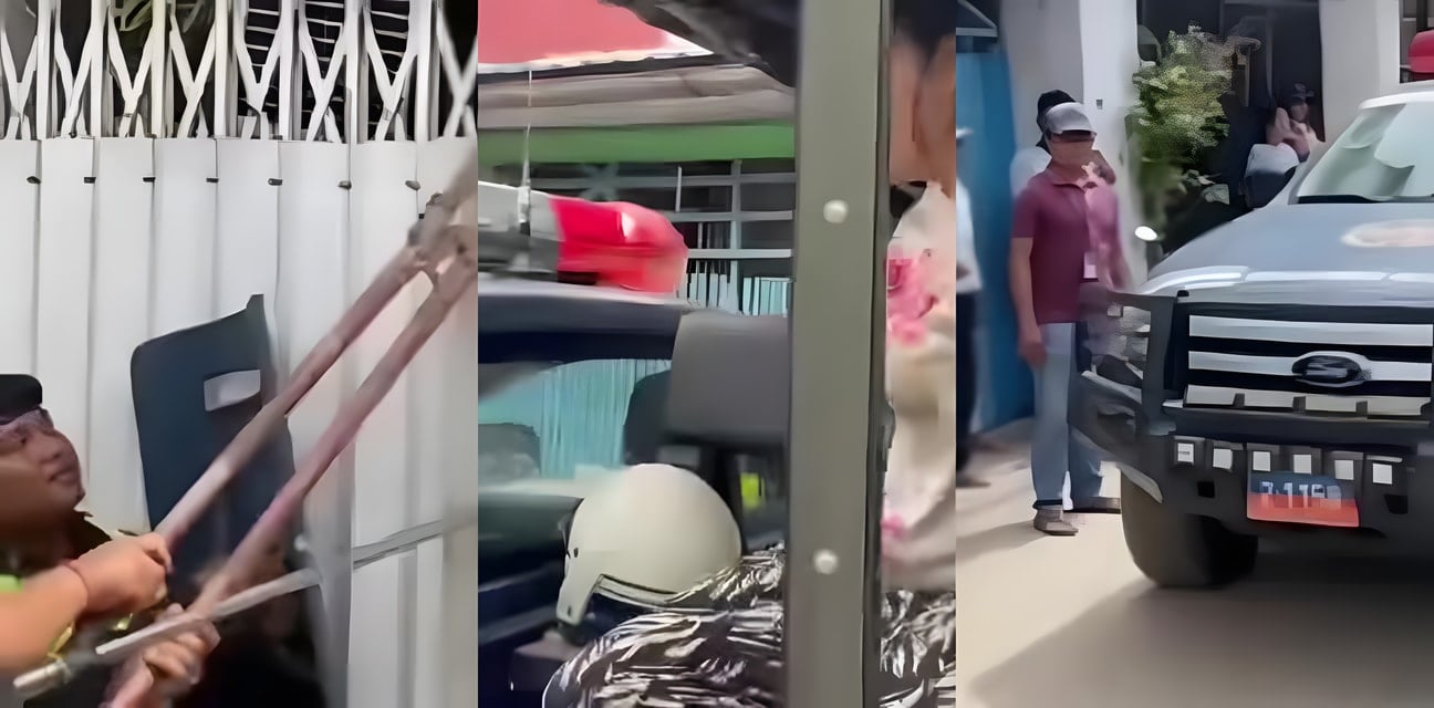 金边街头劲爆！越南巨乳妹持刀追砍出轨男 头破血流全过程曝光