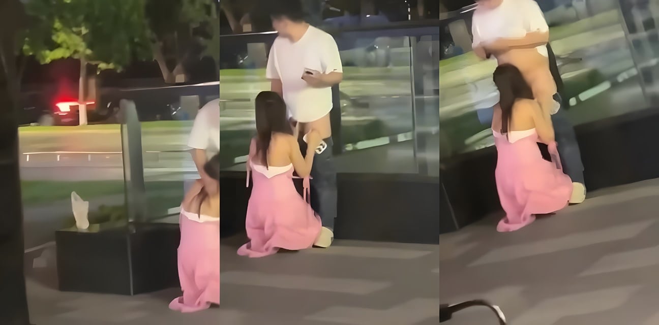 成都地铁口醉酒甜美小妹扒男友裤子当街狂吃鸡巴！路人围观目瞪口呆
