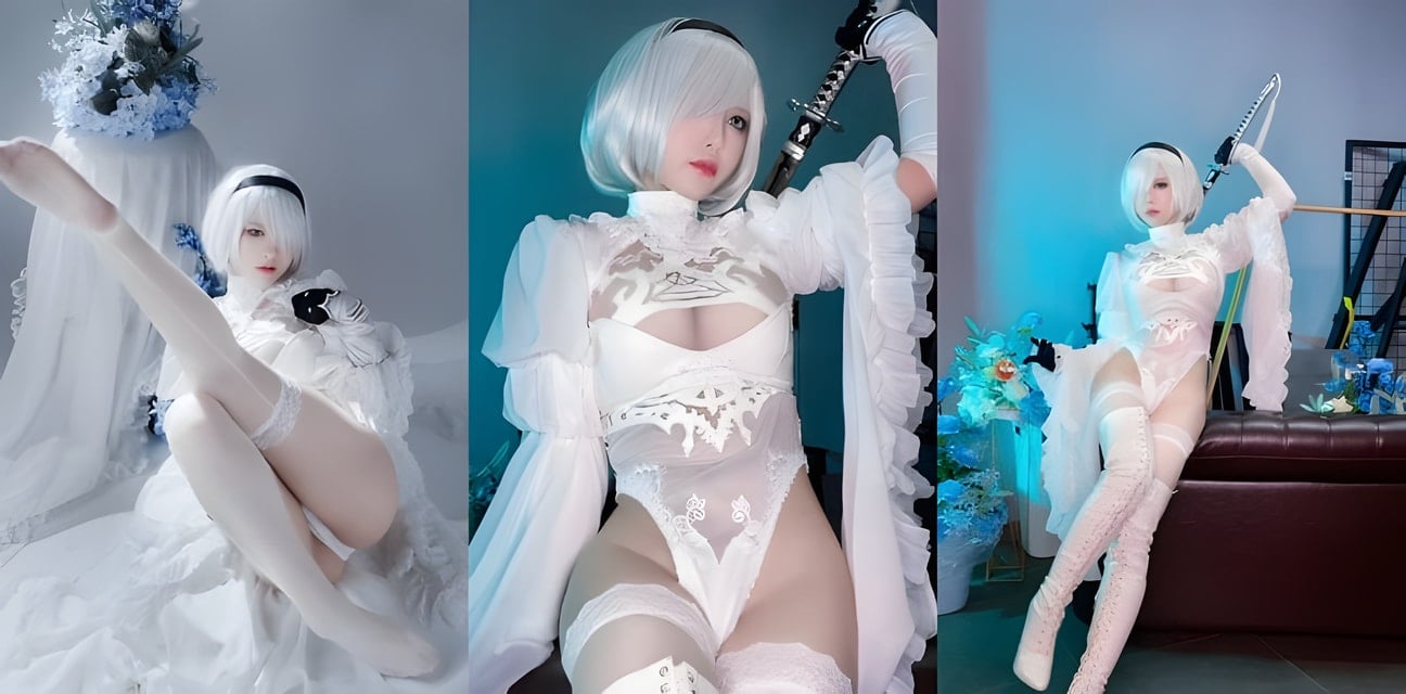半半子BANBANKO化身2B白礼服cosplay曝光！51p劲爆照流出全网炸锅