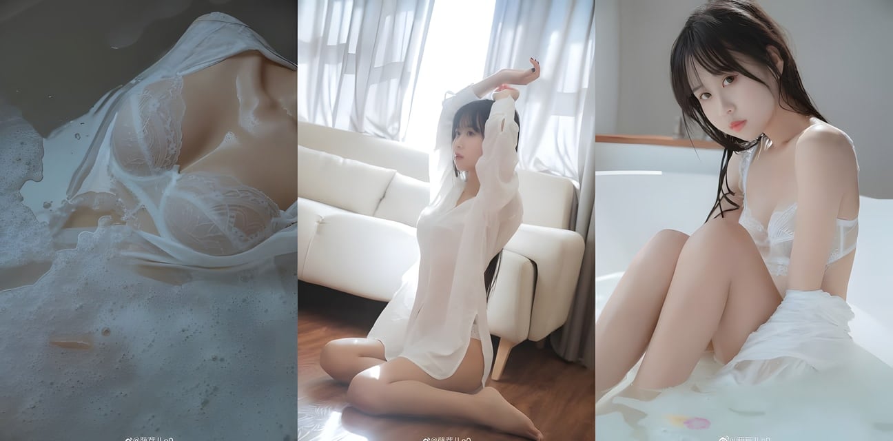浴缸嫩模泡泡诱惑！清纯少女湿身透明内衣半裸勾魂 全网疯传私密写真