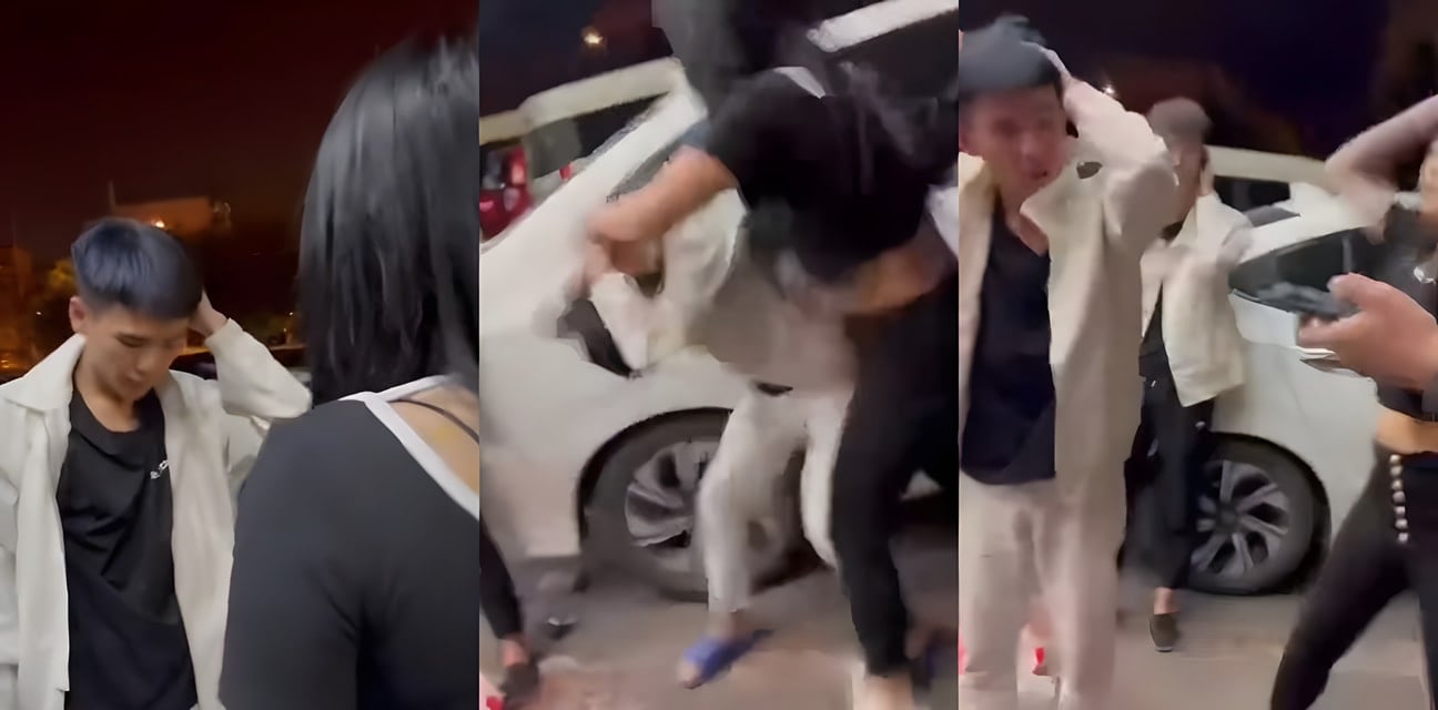 豪横极品学生妹聚众霸凌白衣帅哥！拳打脚踢污言秽语狂喷 嫩妹们嚣张叫嚣打你咋滴？