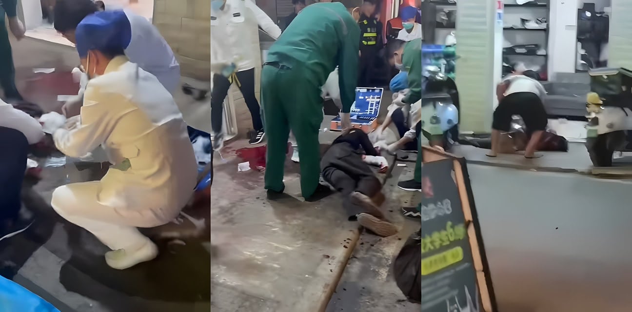 广西南宁琅东血腥惨案！外卖小哥被商家持刀狂砍当场血溅三尺