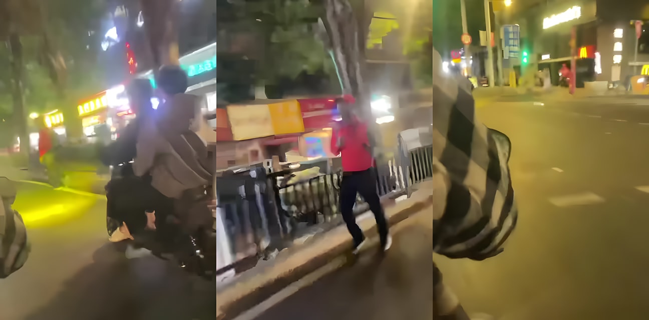 廣州街頭驚爆！兩少年前用電棒襲擊黑人外籍男子，四人拍視頻騎車逃逸