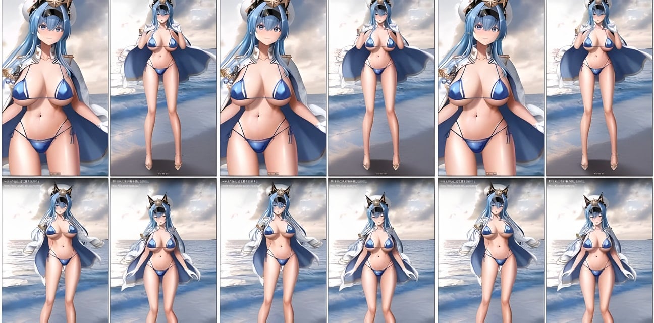 紺そめ2D动漫：NIKKE海伦泳装前戏
