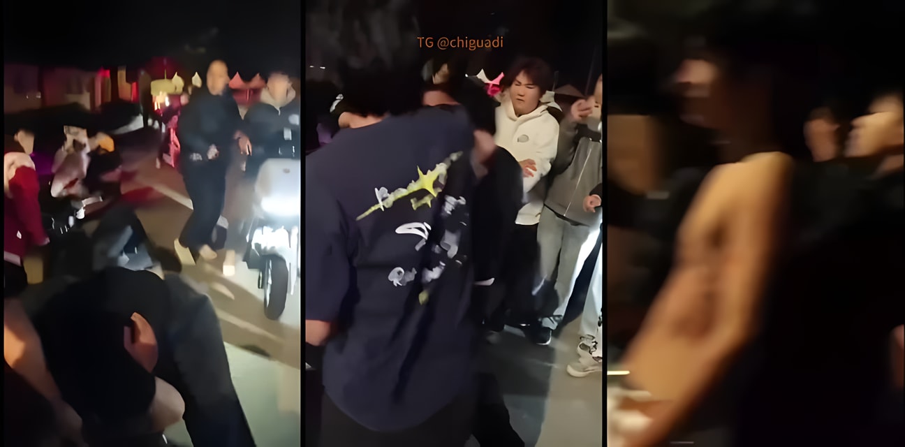 广西谢霆锋1V4丝毫不落下风！抢黑衣男友被围殴面不改色