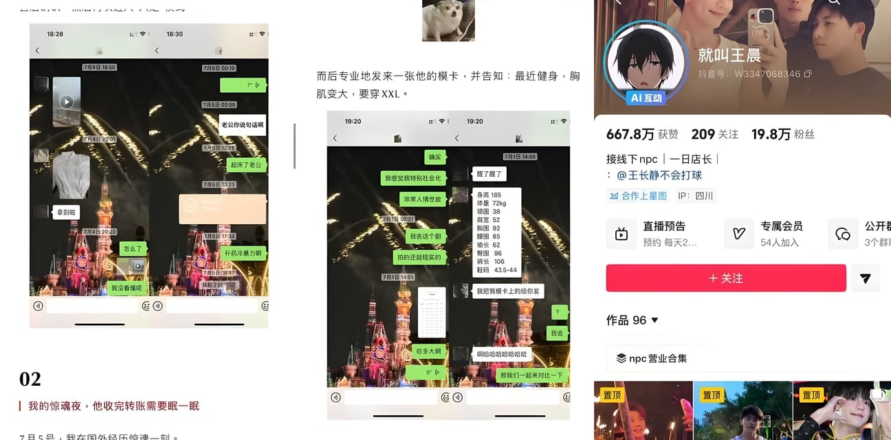 网红王晨翻车黑料！高颜值人设骗女粉丝约炮白嫖，玩完还反手骗钱太下作！