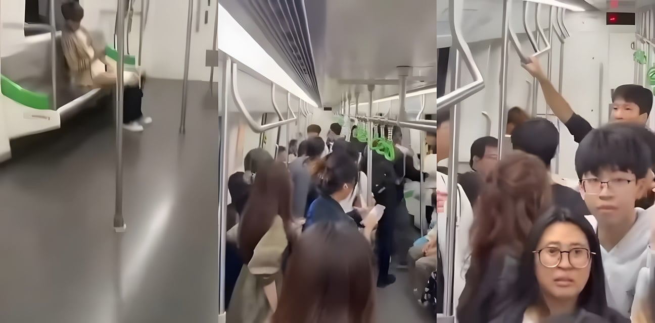 南宁地铁高峰期黄发猛男公然脱裤打飞机！执行主人任务惊呆全车乘客