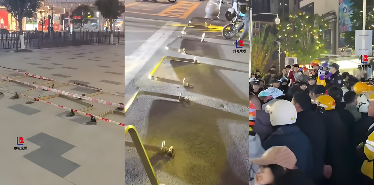 商场抗议乱象！外卖骑手怒拆路障现场炸锅
