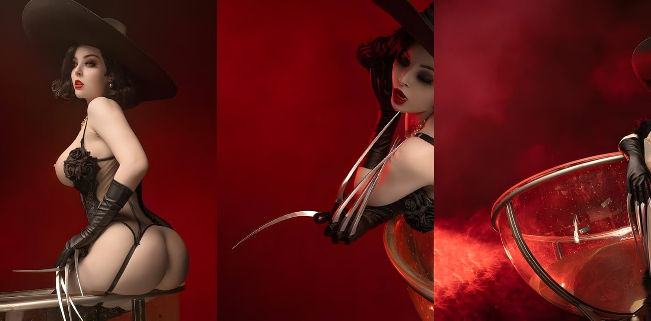 猫女巫魅惑私拍！黑丝蕾丝巨乳肥臀爪子勾引致命诱惑