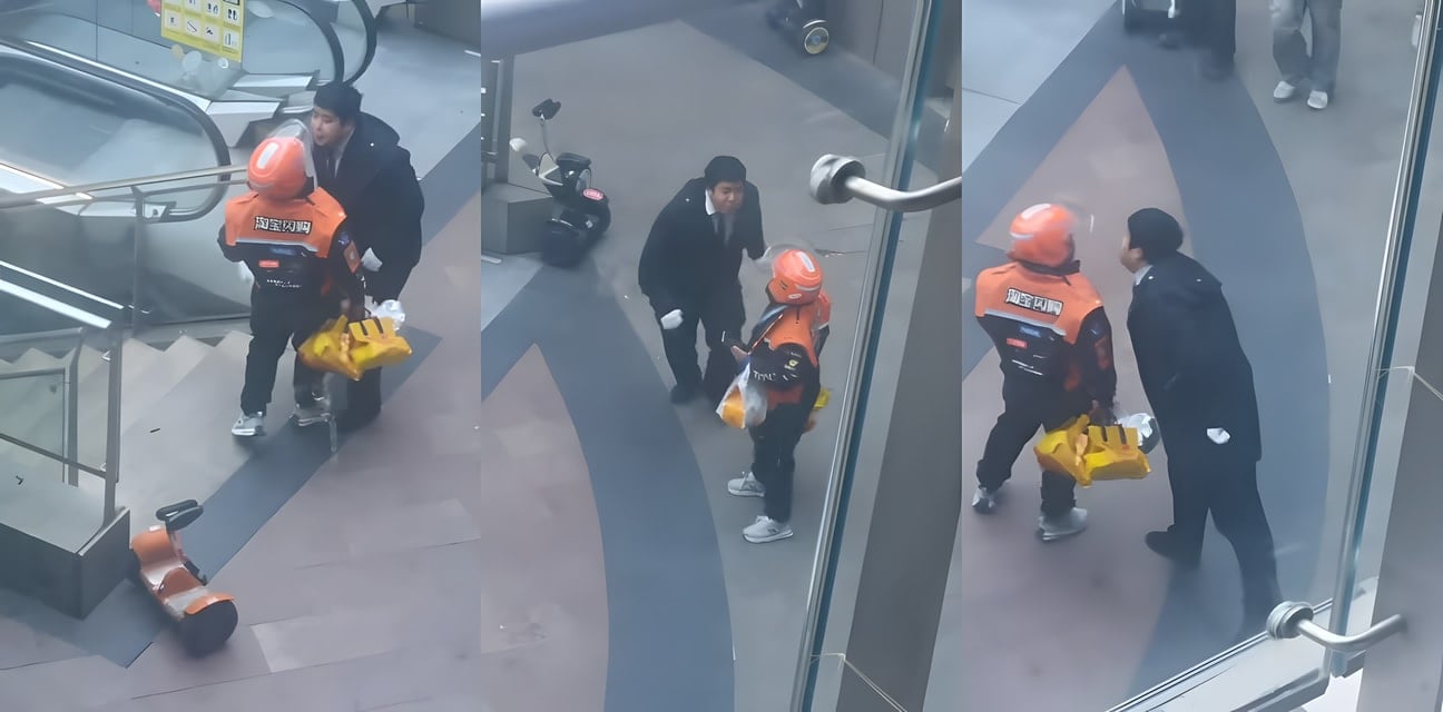 保安外卖员口水大战！互吐狂喷针锋相对，攻防拉锯太抽象笑喷全网