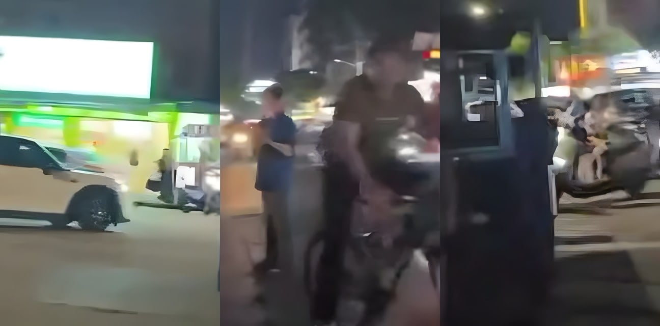 广东潮州街头真人拳皇大战！黑衣壮汉波动拳开打，对手升龙拳反击纠缠互撕
