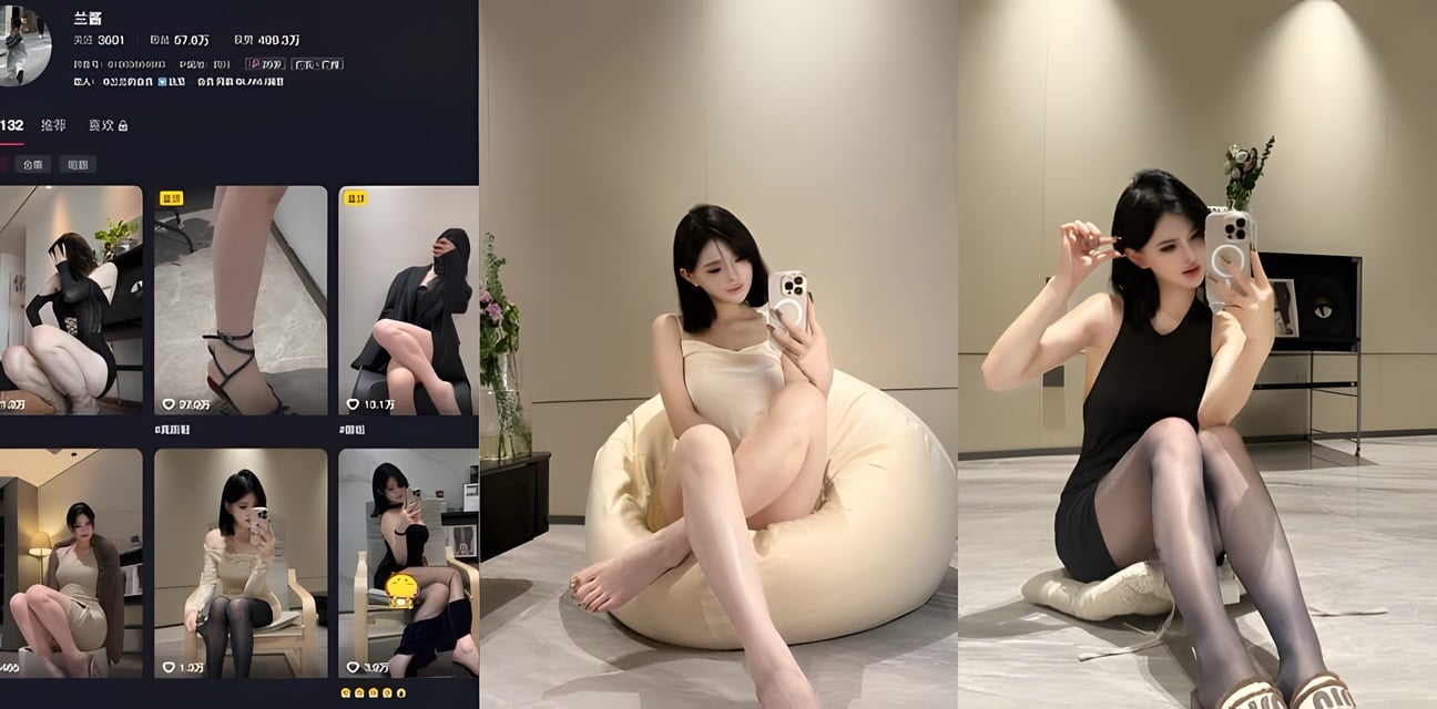 抖音57W粉主播蘭醬私拍極限摸穴！一線天騷毛美翻