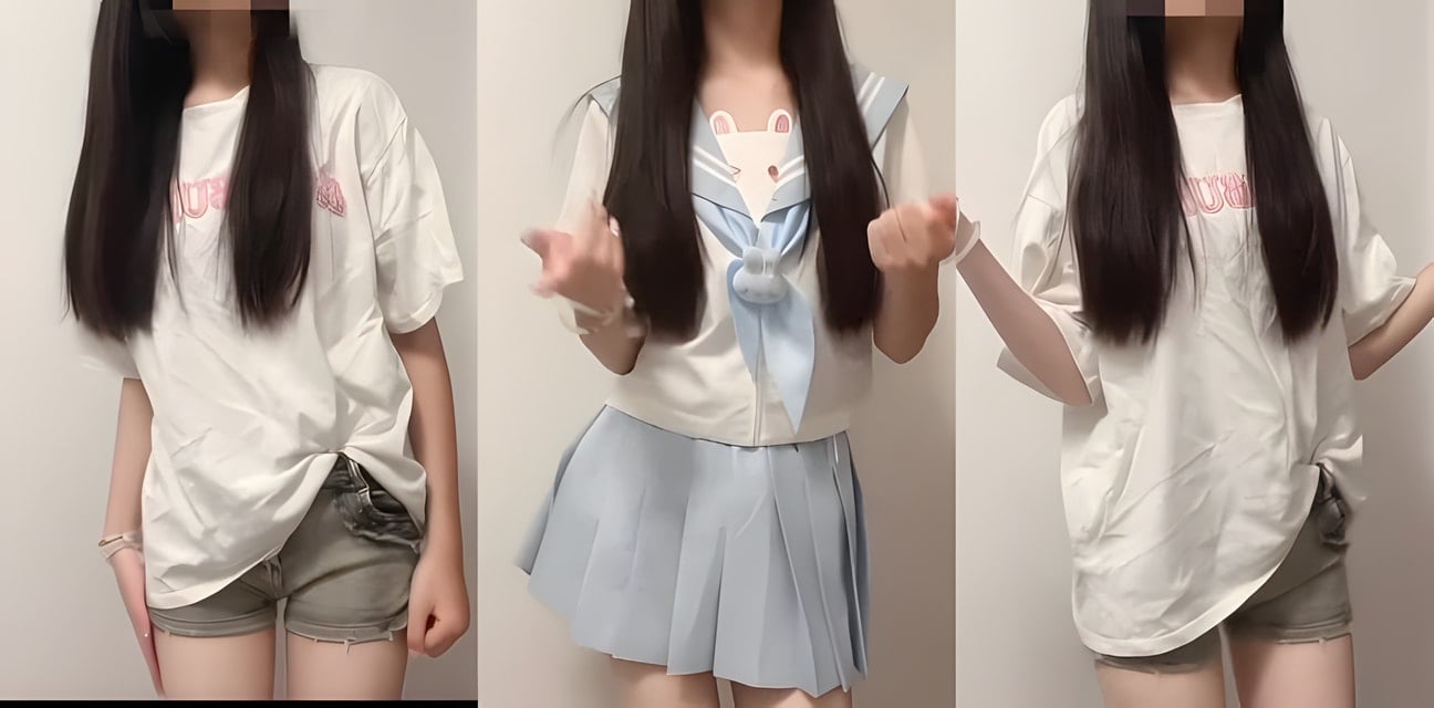 反差高中生暑假全裸跳舞！JK制服超短裤白皙萌妹彈力搖瘋傳