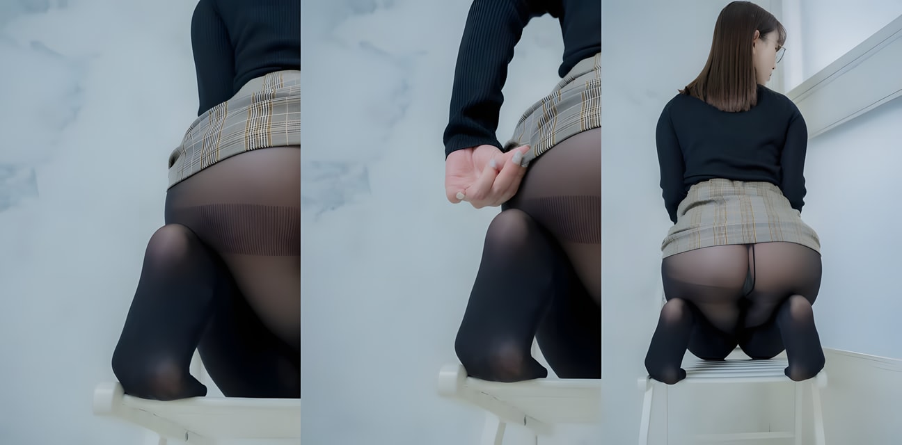 清纯少女黑丝格裙翘臀撅穴诱惑！丁字裤勒紧湿润蜜缝超撩人