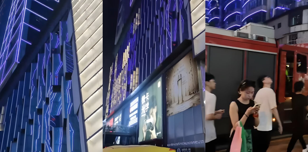 长沙五一广场国庆惊魂！帅气小哥楼顶边缘坐等一跃 眼神空洞围观妹子尖叫狂拍
