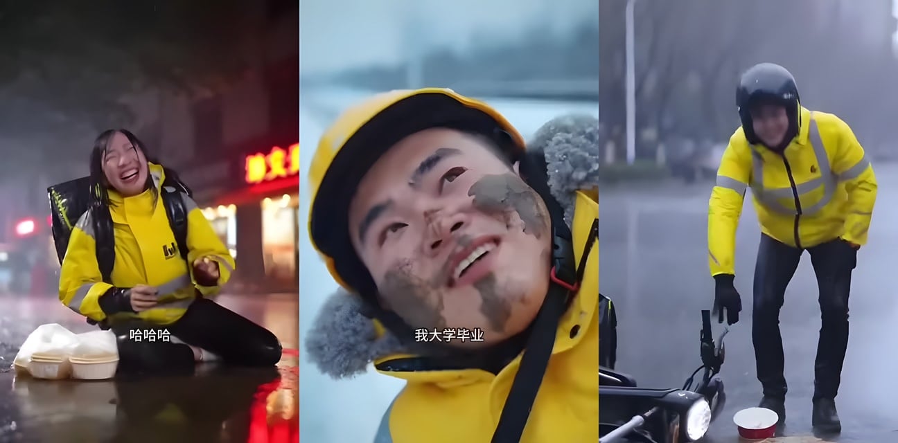 外卖小哥玩疯癫送餐途中被抓现行！身份曝光全网炸锅