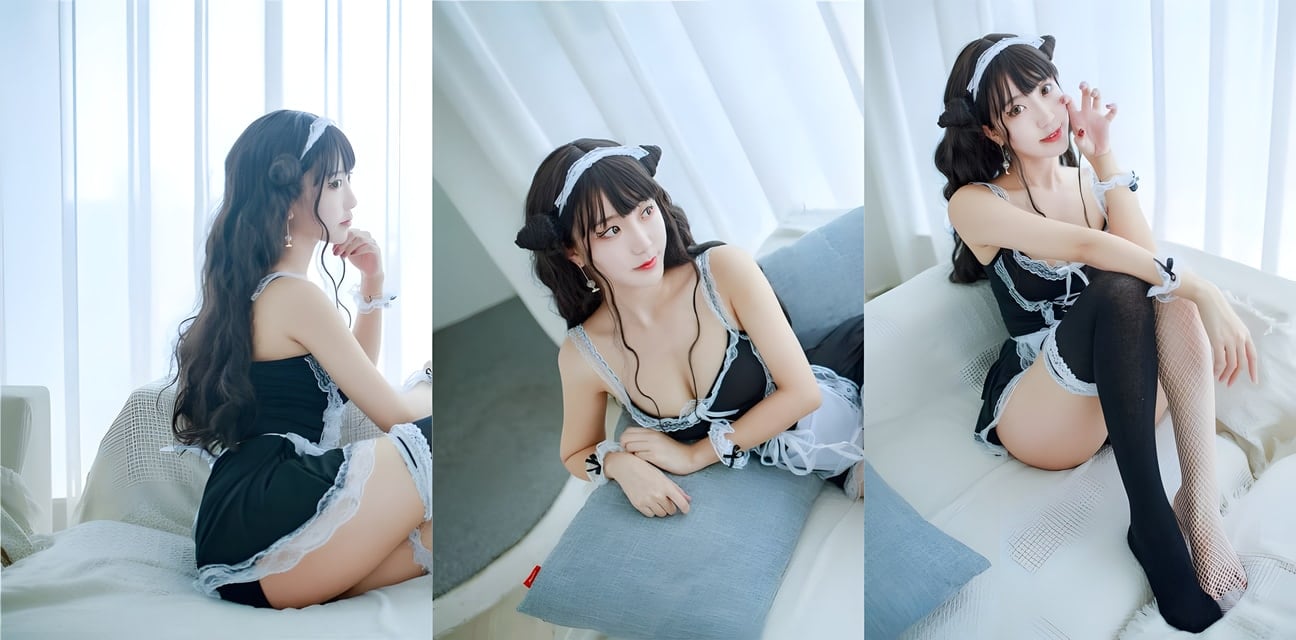 清纯少女女仆装诱惑私拍！黑丝开档翘臀沙发狂撩 超短裙走光任君意淫
