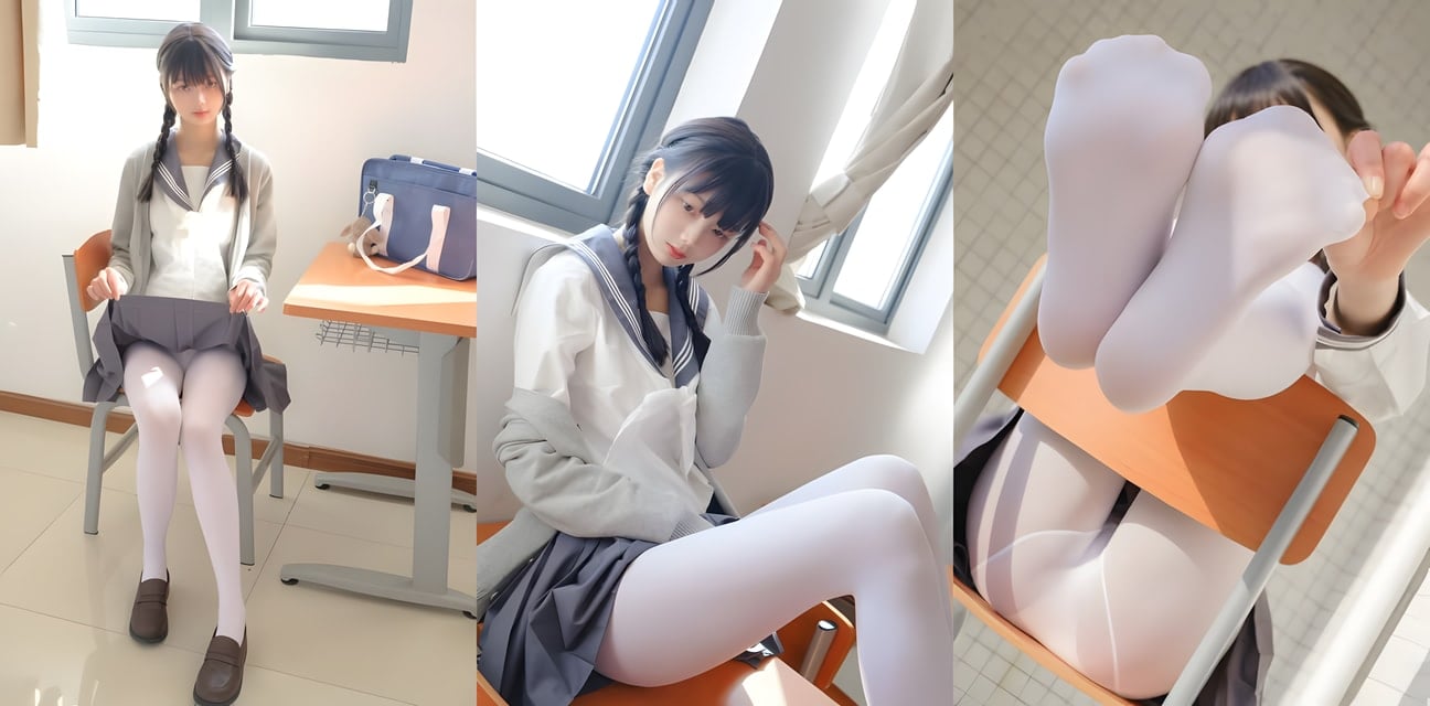 极品学生妹水手服教室诱惑！掀裙秀白丝美腿翘臀 阳光下内裤若隐若现太撩人