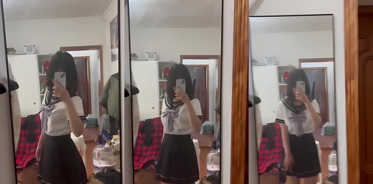 女高中生暑假下海赚钱！黑丝女仆装自拍身材火辣，胸口奥运纹身引热议